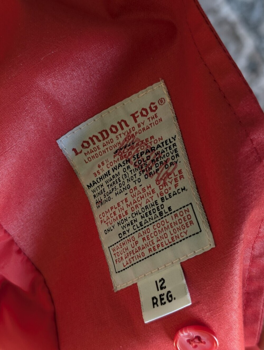 London Fog Women's Vintage Size 12 Red Belted Button Front Trench Coat - Picture 13 of 16